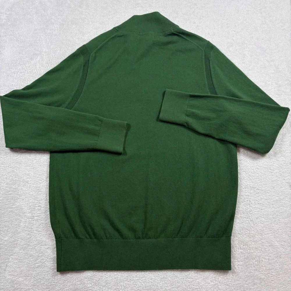 Banana Republic Mens Green Cotton Cashmere Blend Mock Neck Button Sweater‎ Large